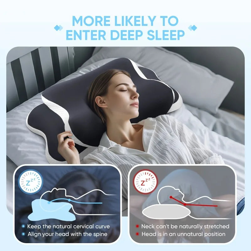 Pillow for Neck Support ECervical rgonomic Butterfly  Memory Foam Pillows for Sleeping Side Back Stomach Orthopedic Bed Pillow