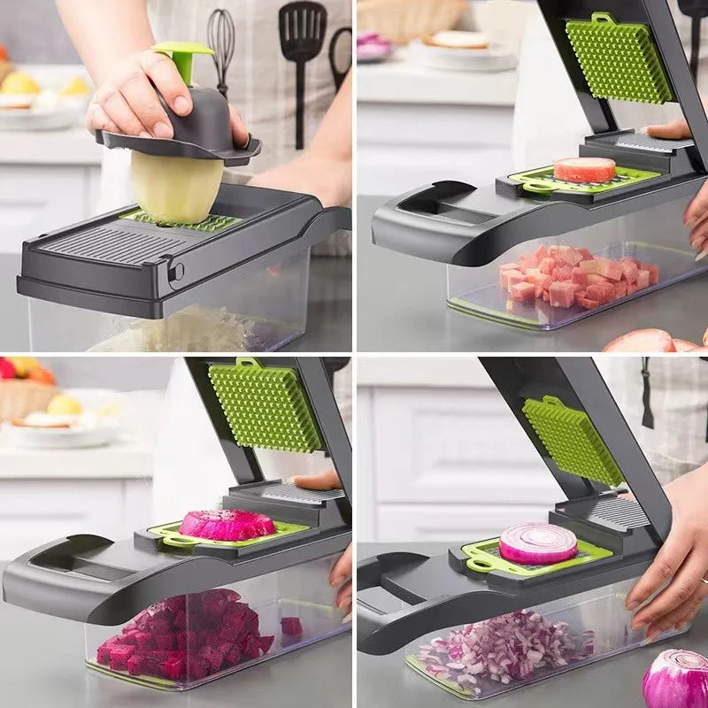 Multifunctional Portable Kitchen Chopper Vegetable Shredder Slicer, Potato Carrot Grater, Fruit Veggie Home Food Processor