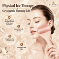 Facial Ice Roller with a pink textured cooling head and ergonomic handle for massaging and lifting skin